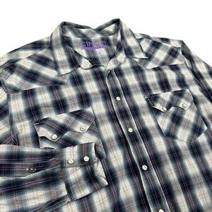 Cinch Pearl Snap Mens XL Modern Fit Plaid‎ Long Sleeve Cowboy Preppy Casual